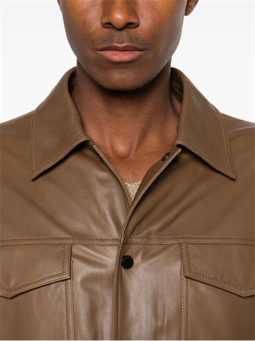 Giacca uomo Emporio Armani in pelle color caffè EMPORIO ARMANI | EM005475AF24823U6197